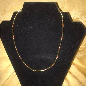 Red and Gold Beaded Necklace